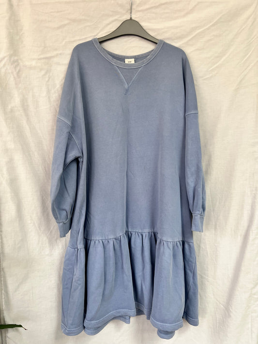 H&M Powder Blue Oversized Sweatshirt Dress with Drop Hem