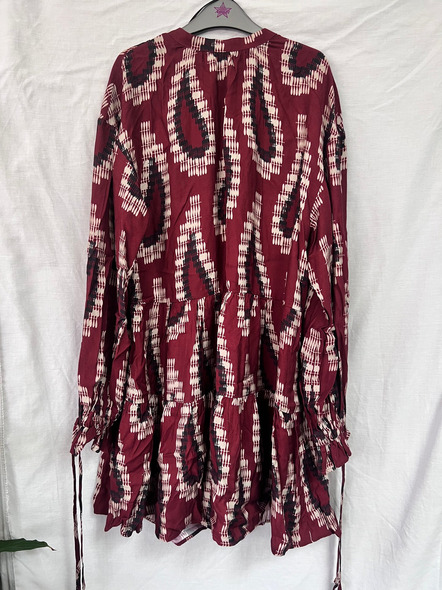 H&M Burgundy Patterned Oversized Tunic