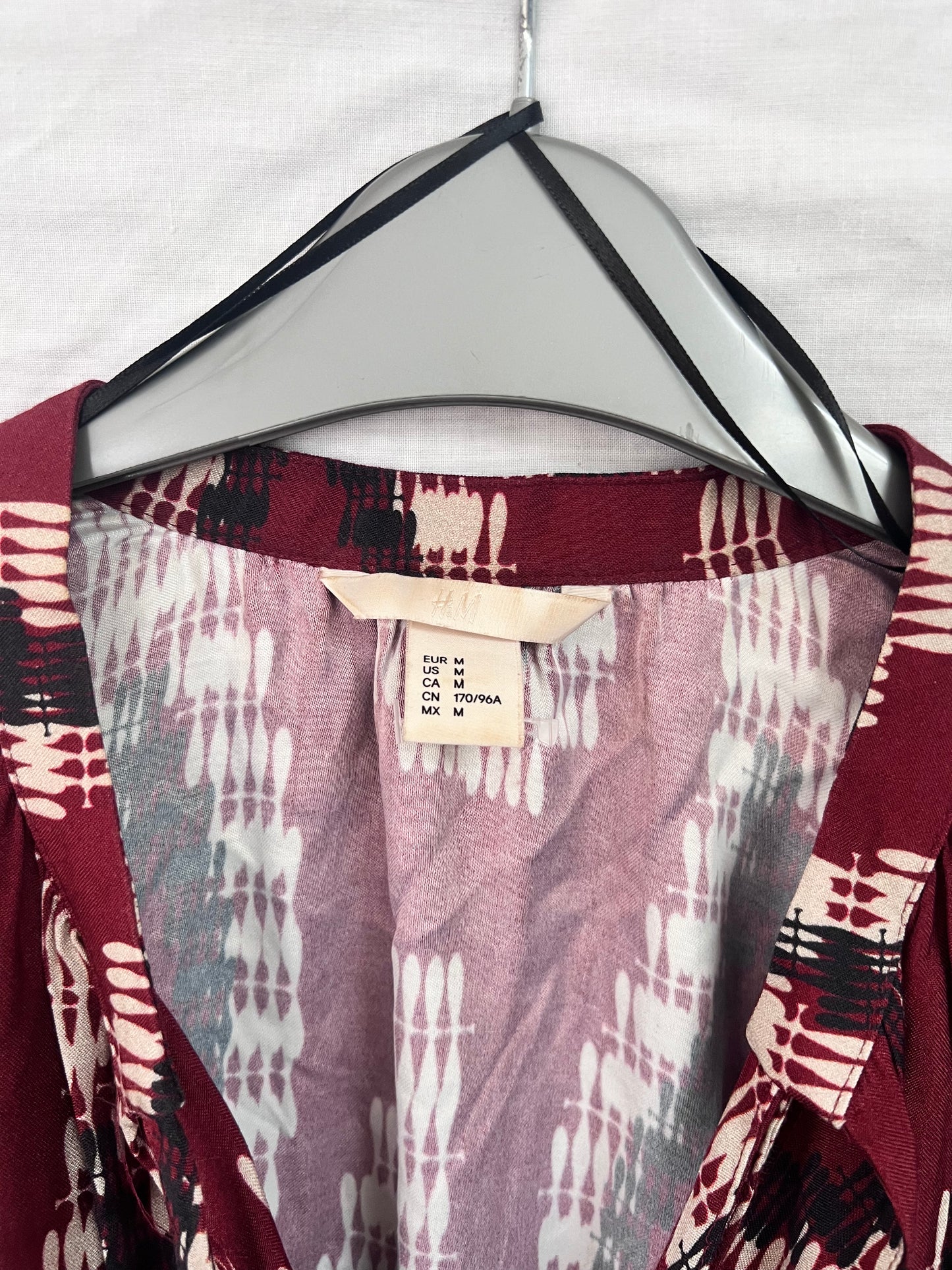 H&M Burgundy Patterned Oversized Tunic