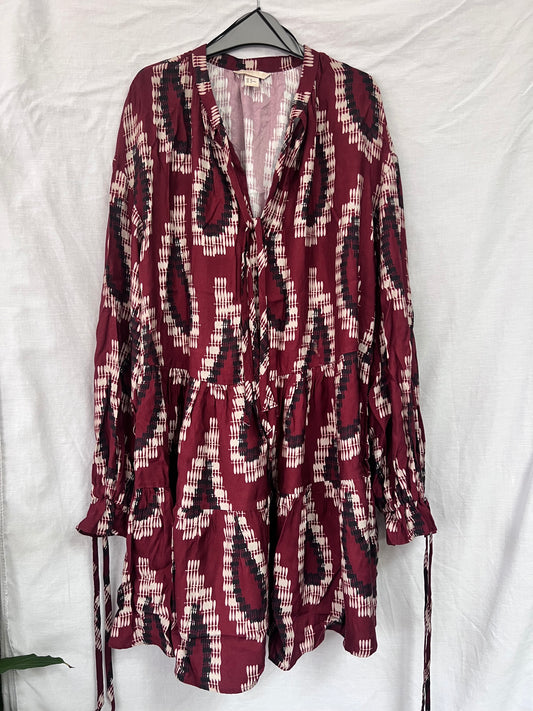 H&M Burgundy Patterned Oversized Tunic