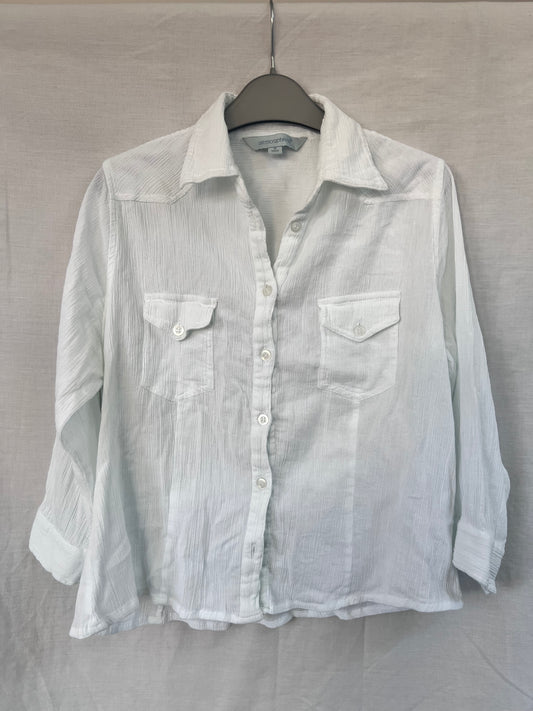 Vintage Atmosphere White Textured Collared Shirt