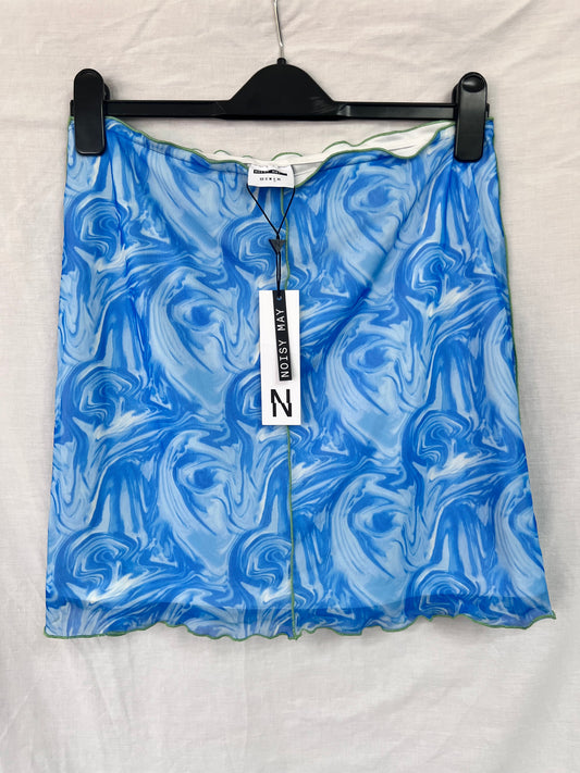 Brand New Noisy May Blue Marble Mini Skirt